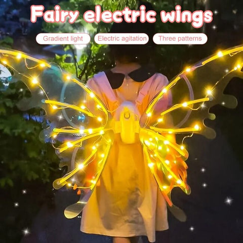 Electric Butterfly Wings Costume Elf Luminous Wings Fairy Wings For Kids Dog Angel Wings With Music Glowing Shiny Dress Up Props