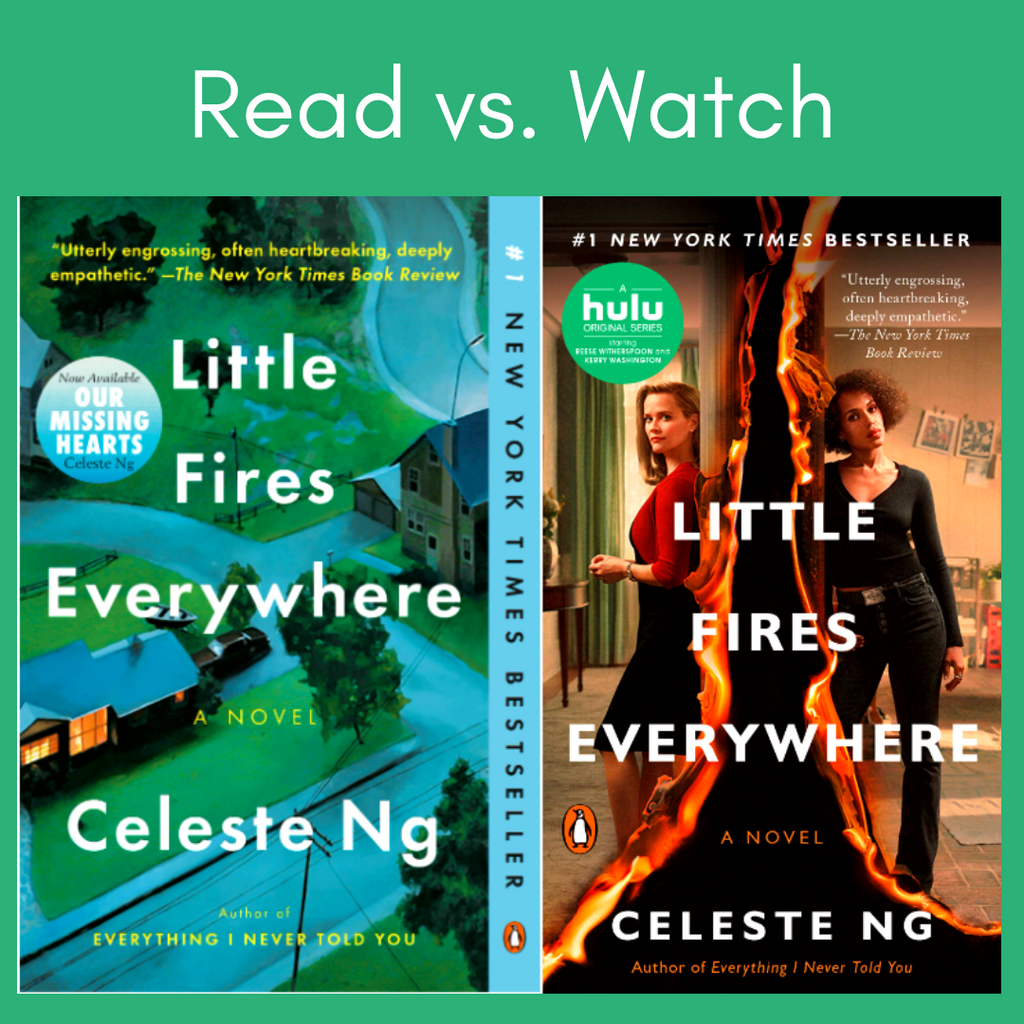 Two cover versions of Celeste Ng's Little Fires Everywhere book