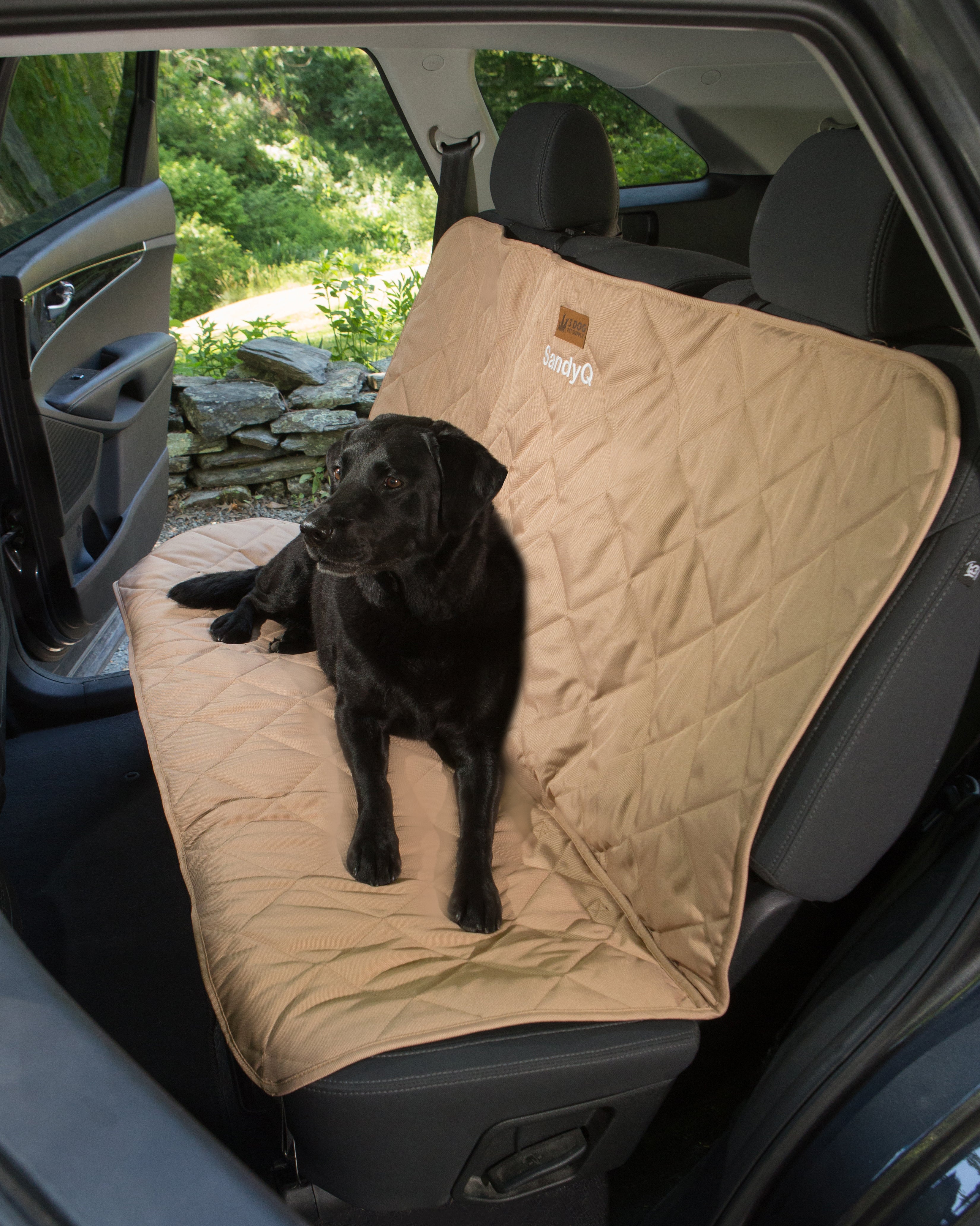 3 Dog Pet Supply Shearling Quilted Dog Seat Protector with Bolster, 26 L X  54 W