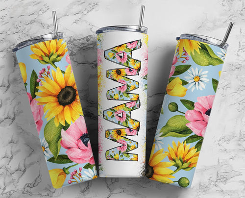 Purple and Black Sunflower 20 oz Sublimation Tumbler