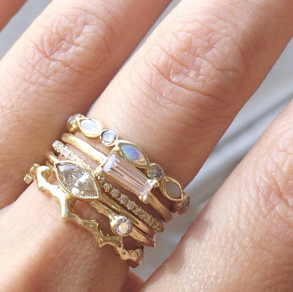 Yellow gold and diamonds handcrafted rings 