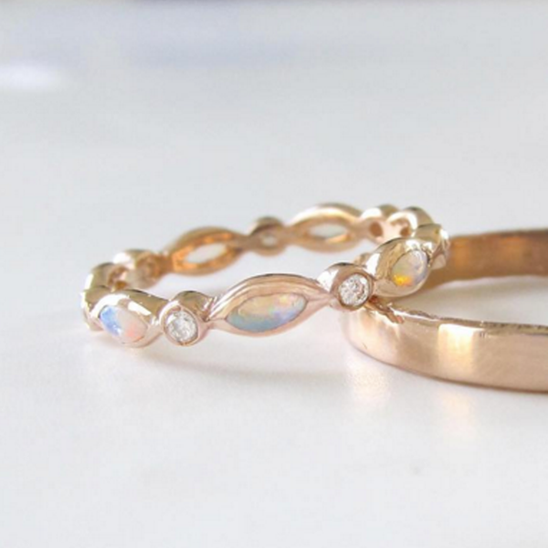 Opal jewelry handcrafted bands 