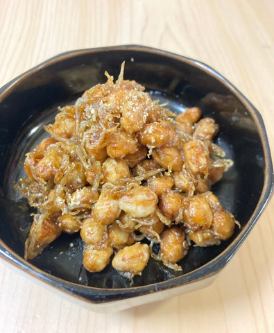 福豆で「まごわやさしい」・大豆とじゃこの甘辛炒め