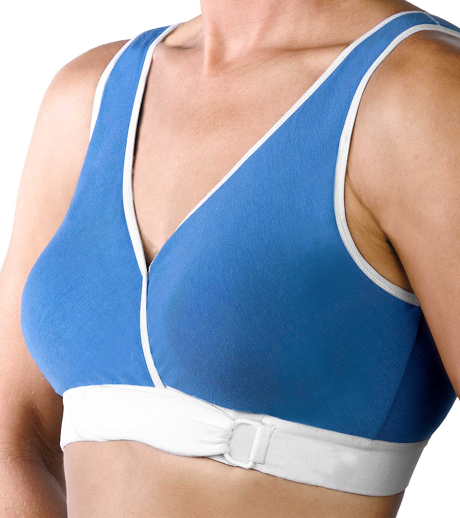 Easy-Open Velcro Front Closure Bra, #1009 - Blue