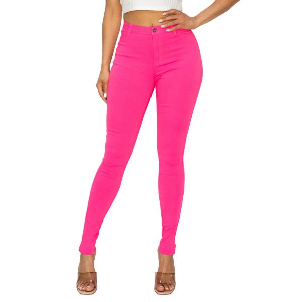 HDE High Waisted Tight Skinny Stretch Pants Hot Pink, $9
