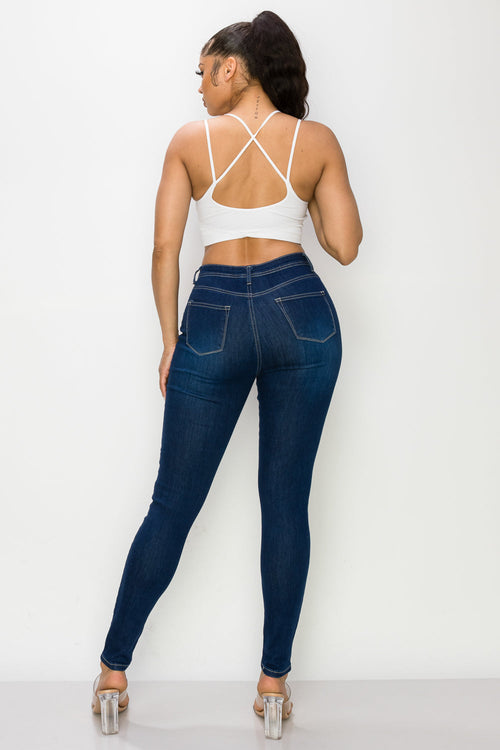 Buy Malachi Women's Dark Blue High Waist Jeans Online @ ₹699 from ShopClues