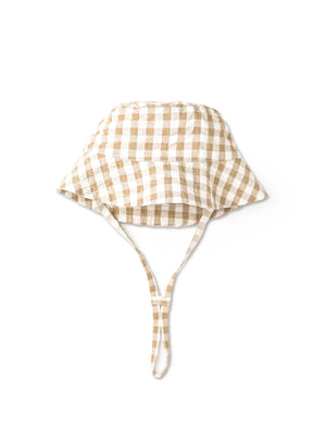 Organic Bucket Sun Hat - Brown Chequered - The Picnic Day