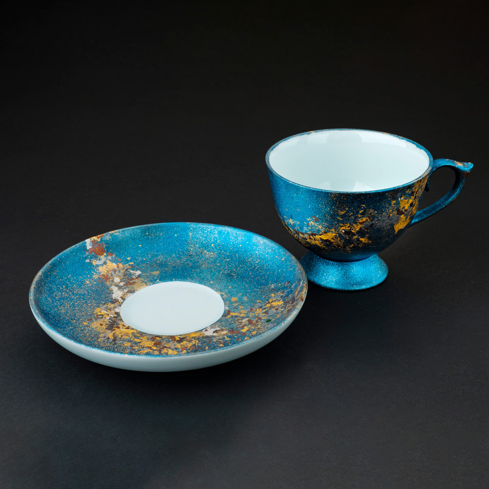 Blue Milky Way Galaxy Kinrande Coffee Cup and Saucer