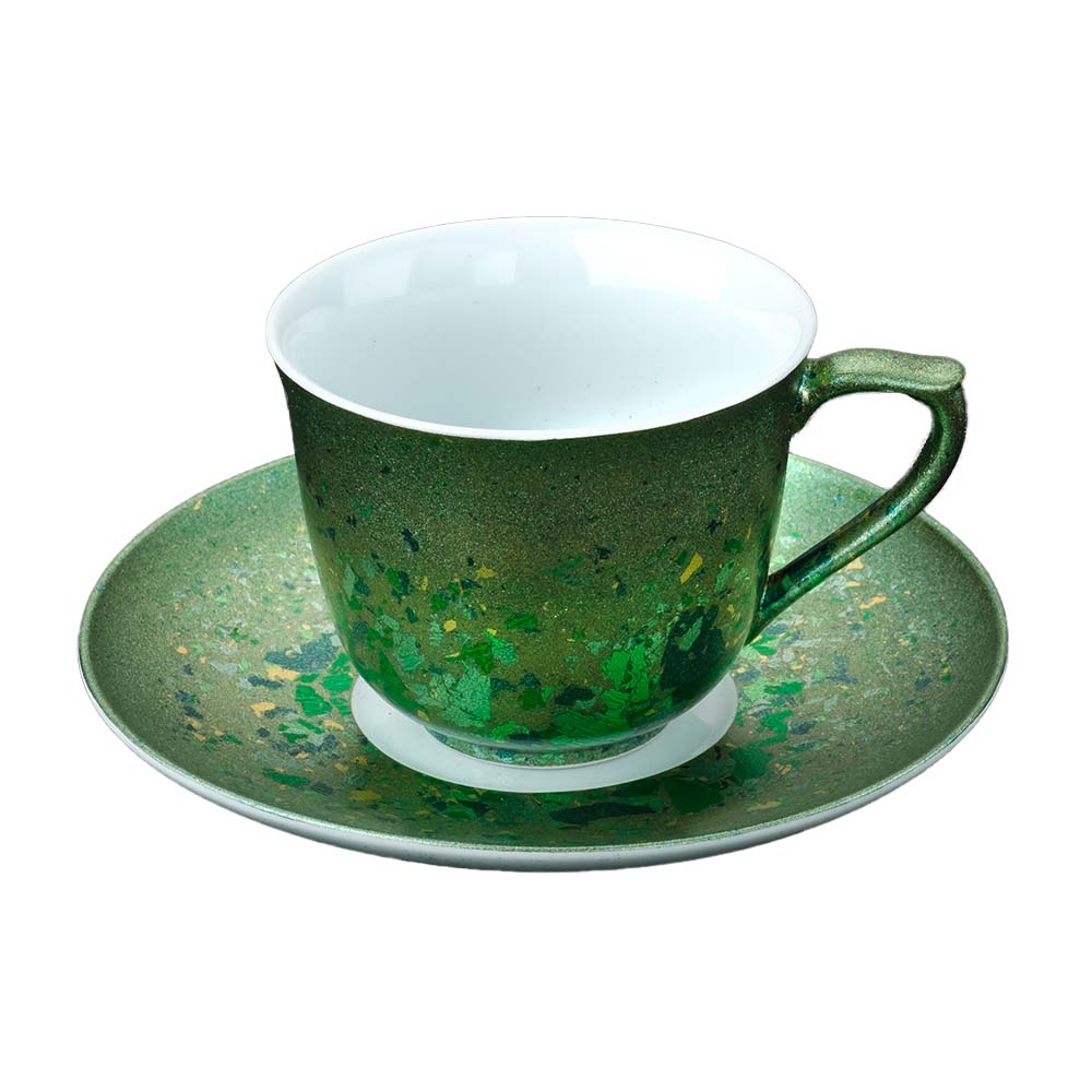 Greenhakutirashi Kinrande Coffee Cup and Saucer