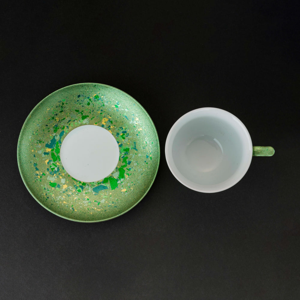 Greenhakutirashi Kinrande Coffee Cup and Saucer