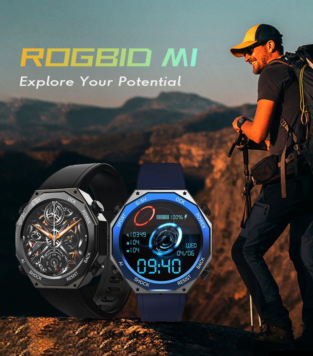 Rogbid Tank M1 Military Rugged Smart Watch 5ATM IP68 Waterproof Fitness  Tracker