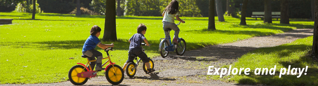 Kids cycling in park