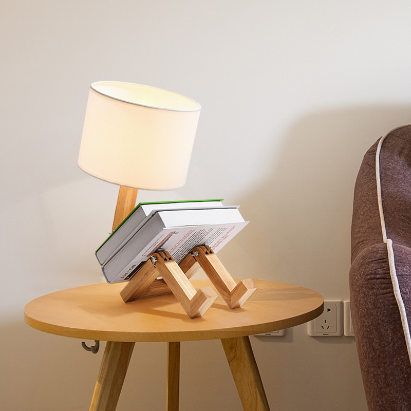 Lampe de nuit LED créative avec cadeau de lampe de chevet en bois