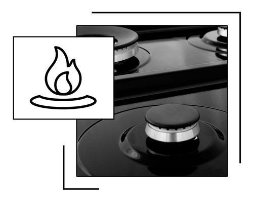 Icon and image representing Italian-made burners on Rangetop