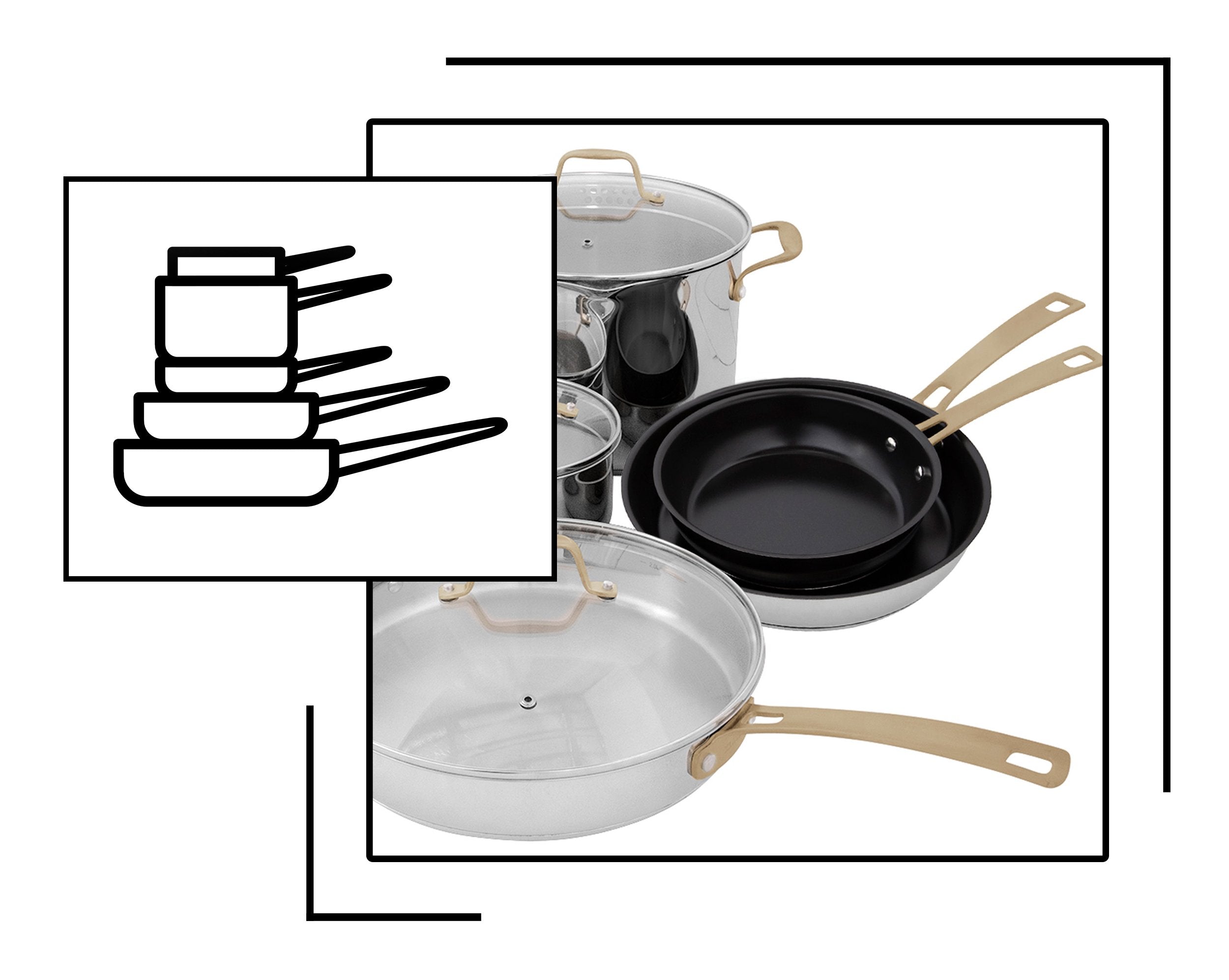 Icon and image representing complete cookware set