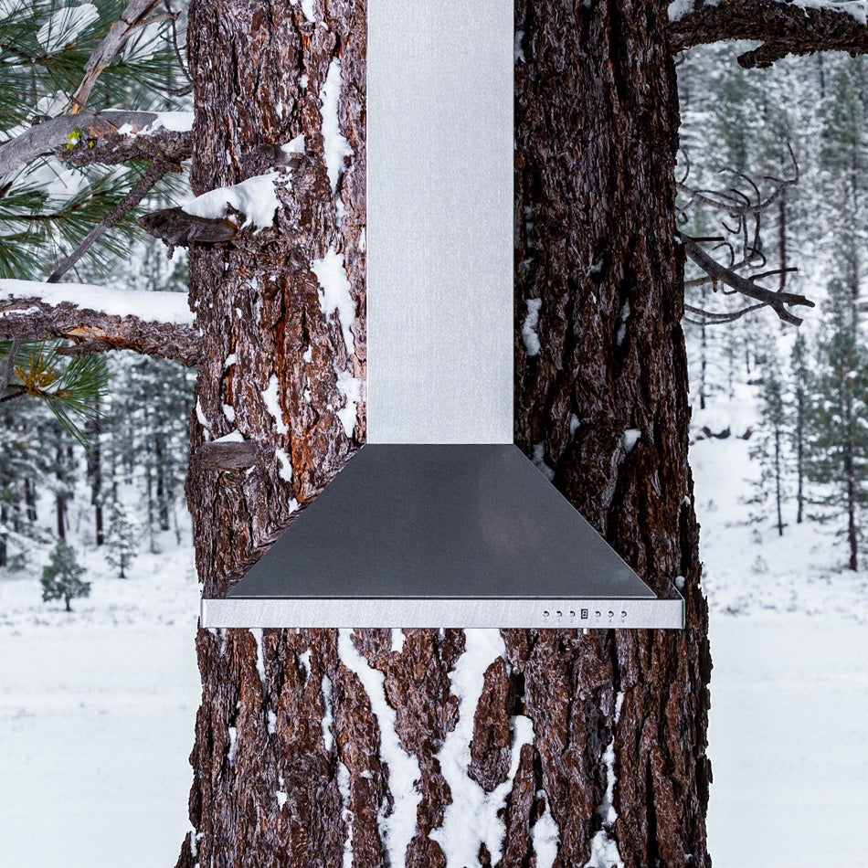 DuraSnow® range hood in a snowy outdoor setting