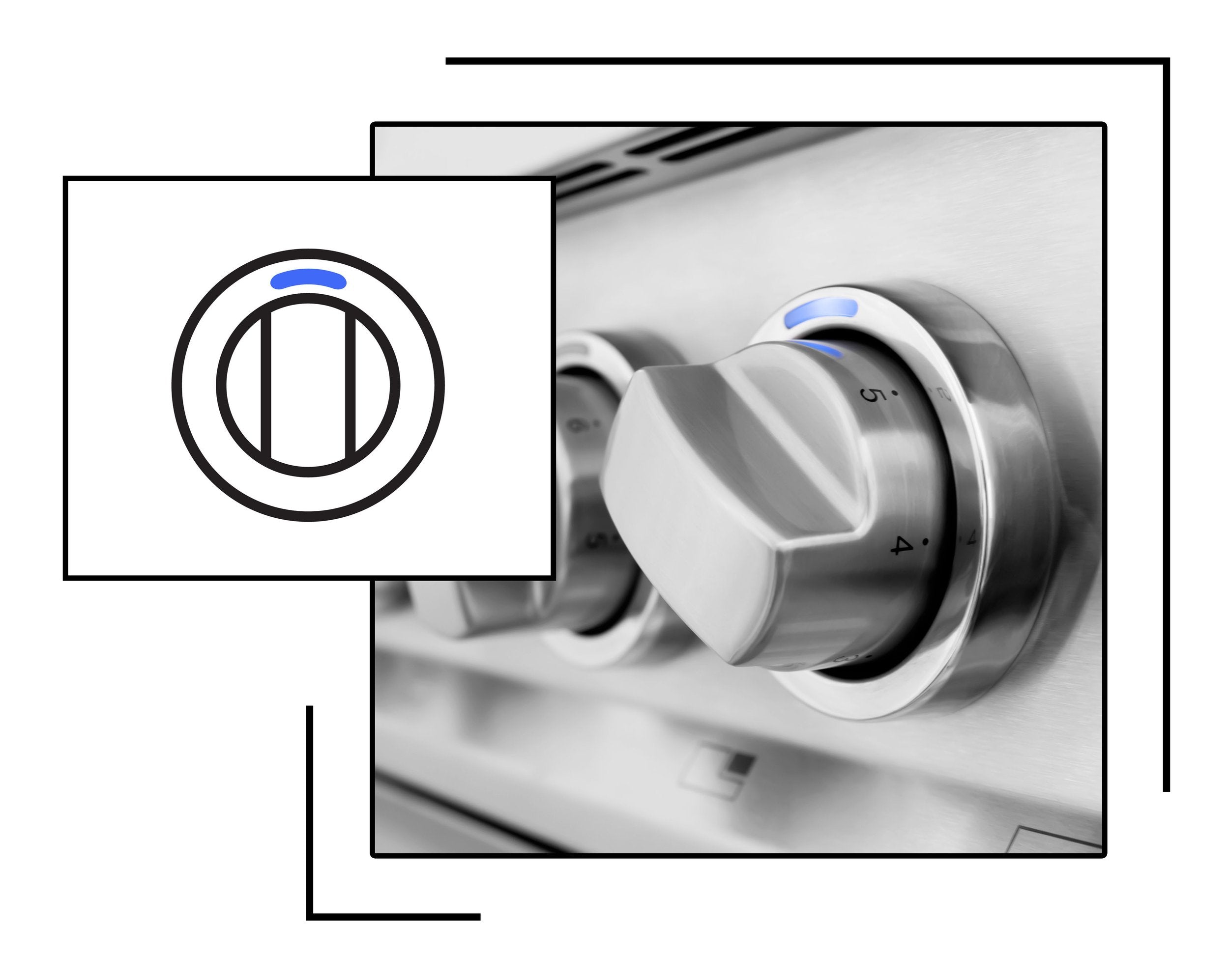 Icon and image representing LED indicators on induction range knobs