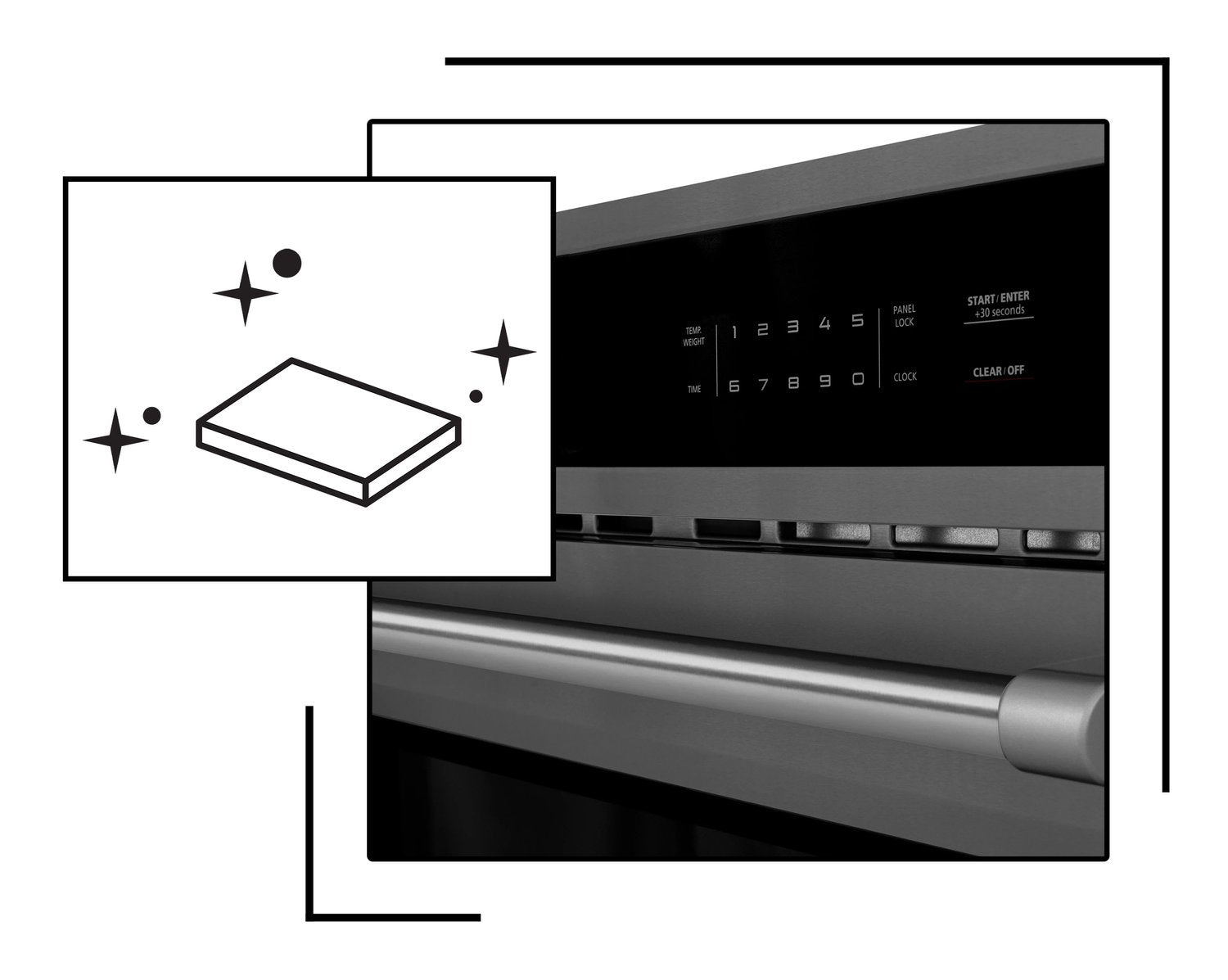 Icon and image representing microwave finish options