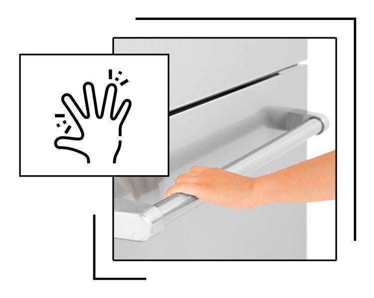 Icon and image representing fingerprint-resistant finish