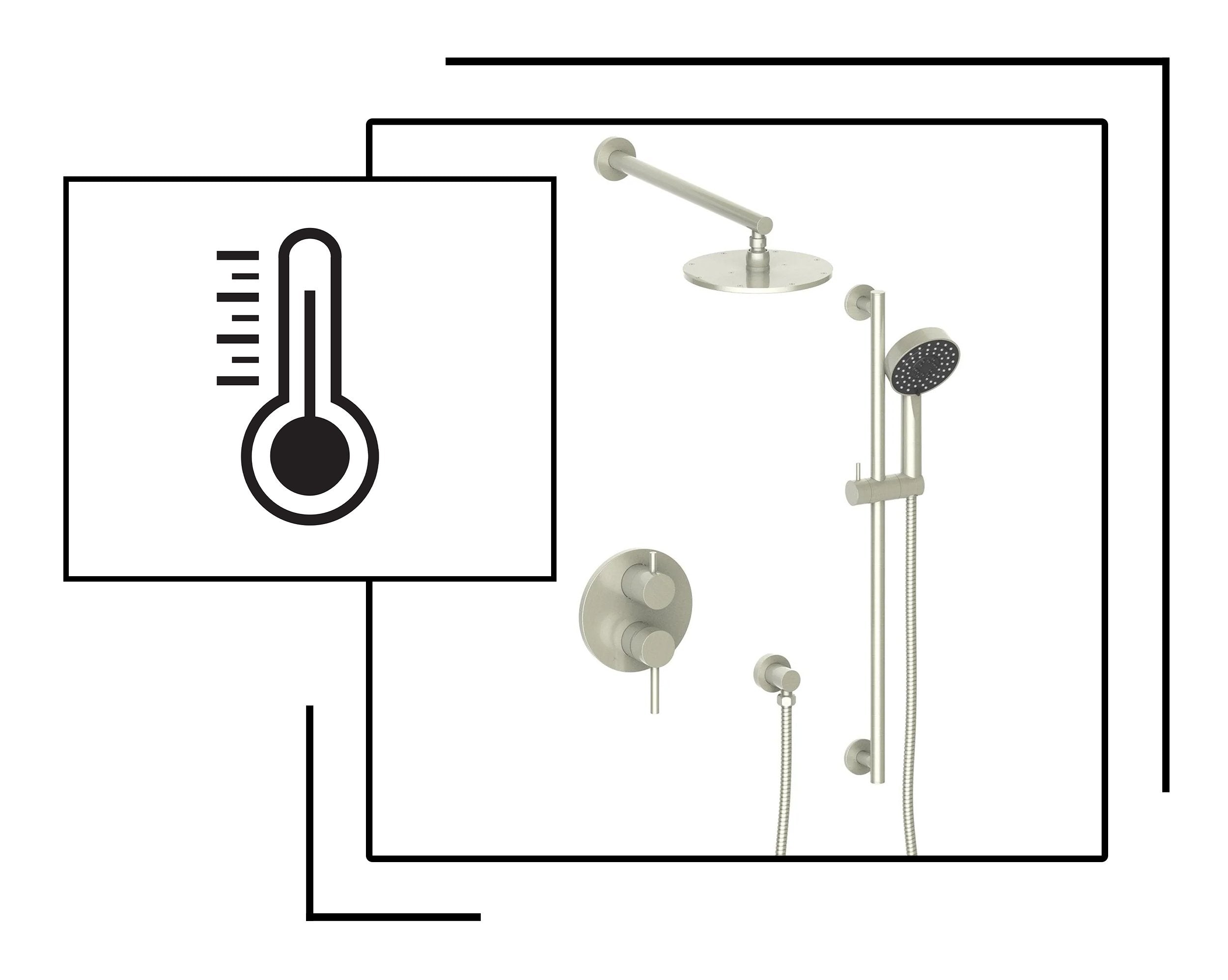 Thermometer Icon and thermostatic shower system