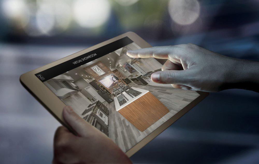 Viewing a ZLINE virtual showroom on a tablet device