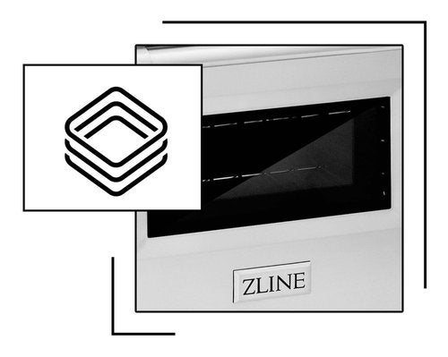 Icon and image representing triple layer glass on induction ranges