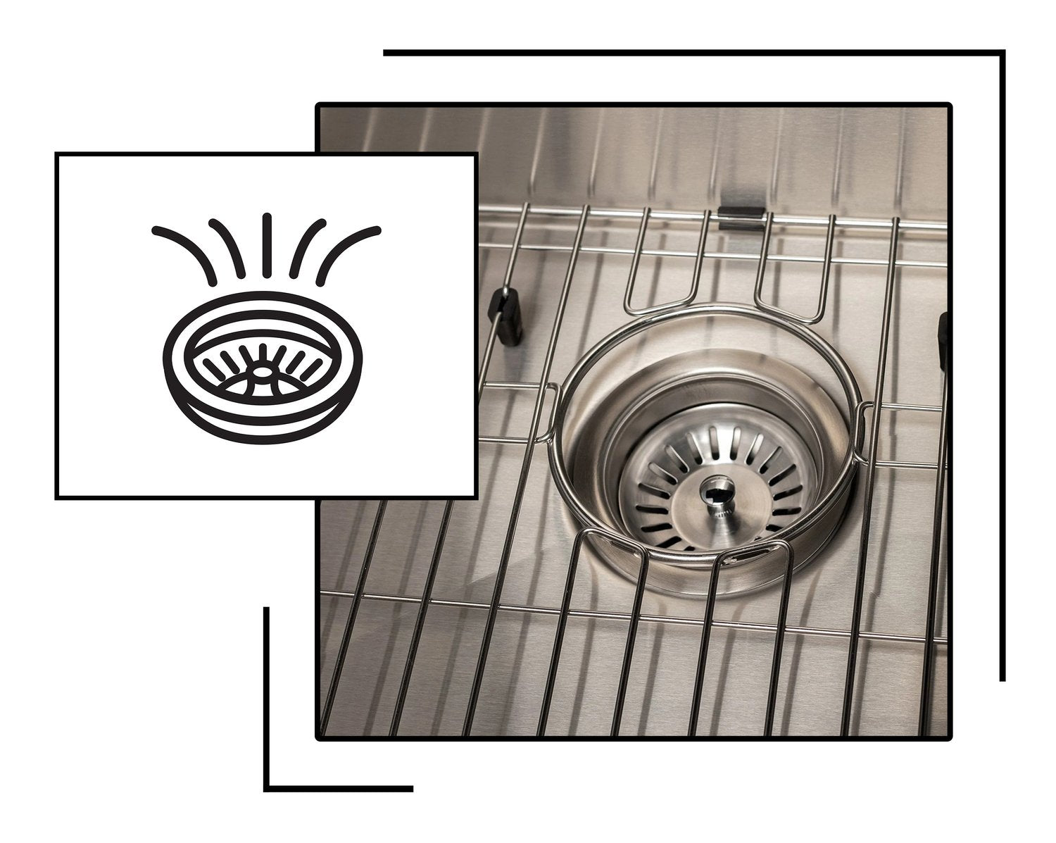 Icon and image representing superior sink drainage