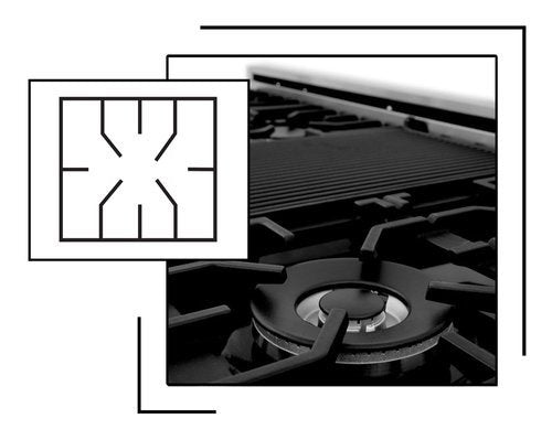 Icon and image representing cast-iron grates on Rangetop