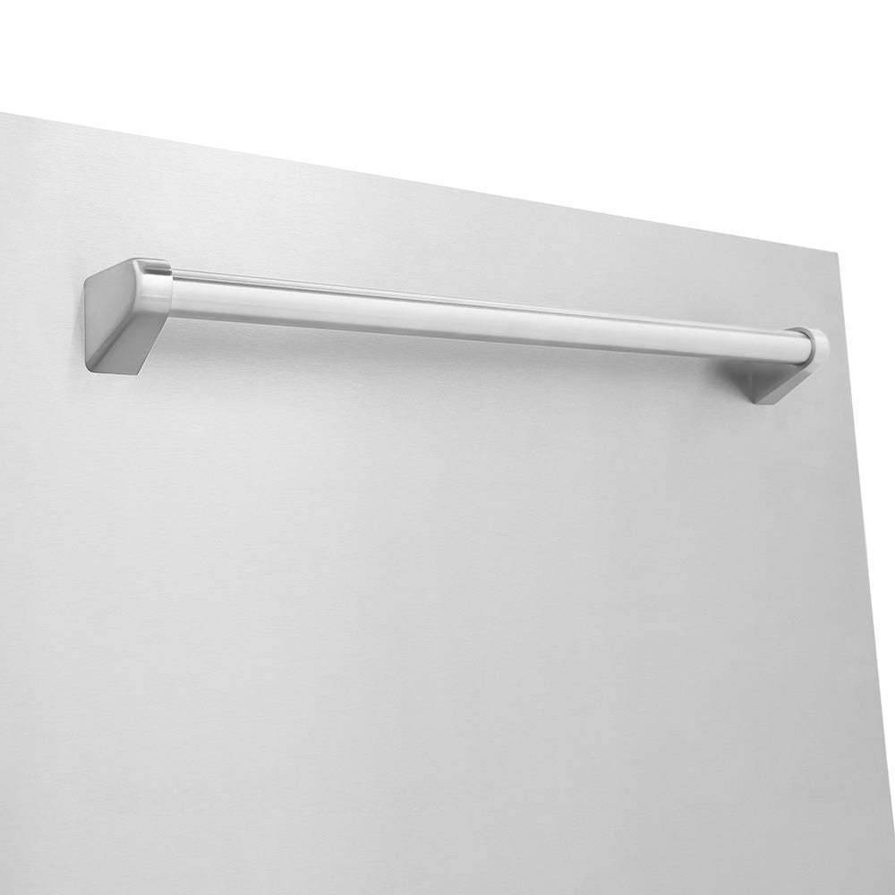 Stainless steel dishwasher panel and handle