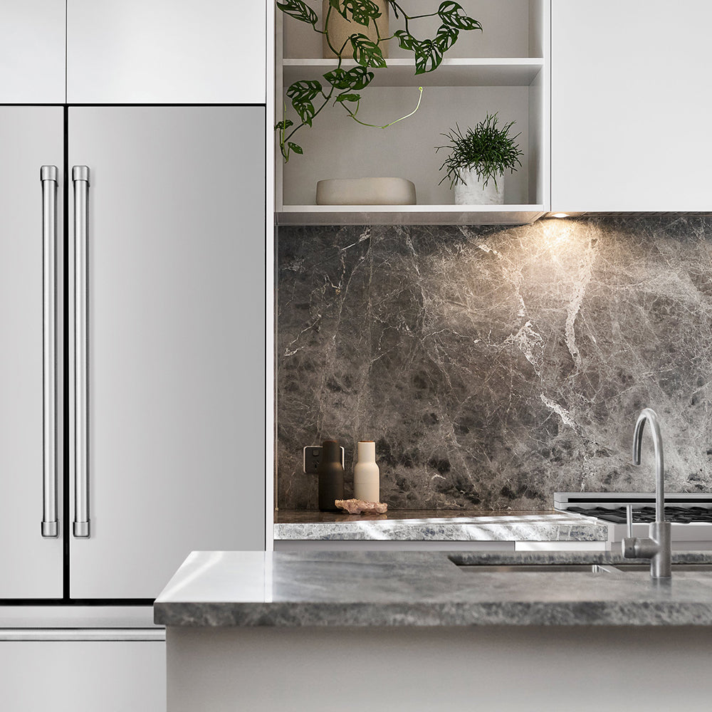 ZLINE stainless steel refrigerator in a modern kitchen