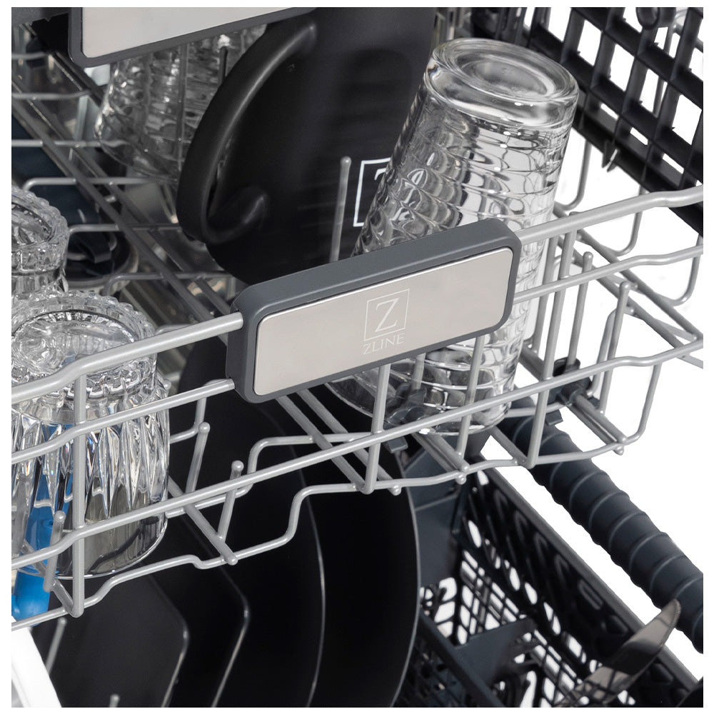 Adjustable dish rack loaded with dishes