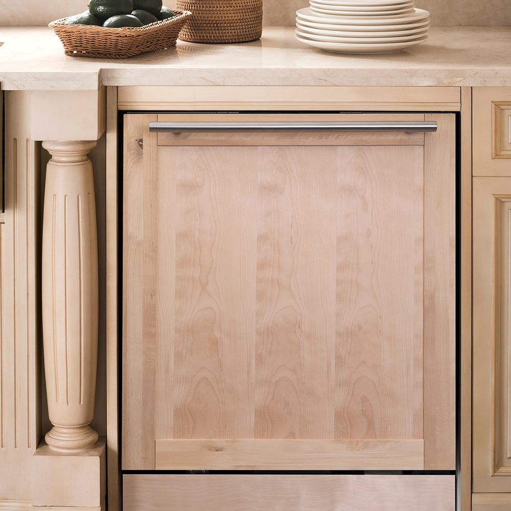 ZLINE Classic Dishwasher with custom natural wood panel