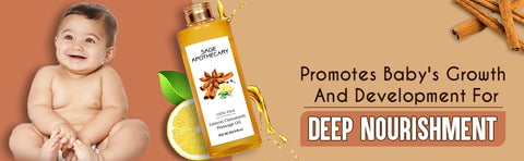 Lemon cinnamon massage oil promotes baby growth