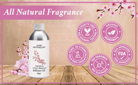 All natural fragrance of signature cherry blossom diffuser oil
