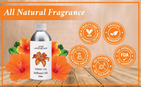 All natural fragrance of waterlily diffuser oil