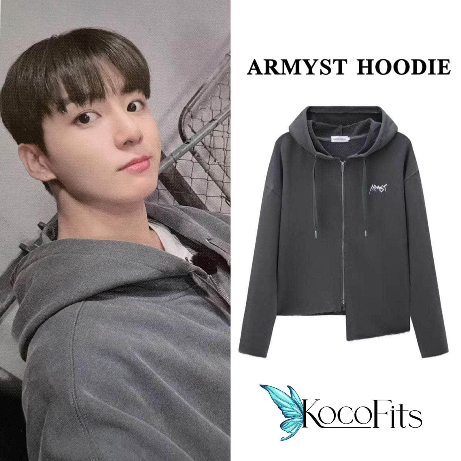 JUNG KOOK ARMYST ZIP UP HOODY ジョングク パーカー-