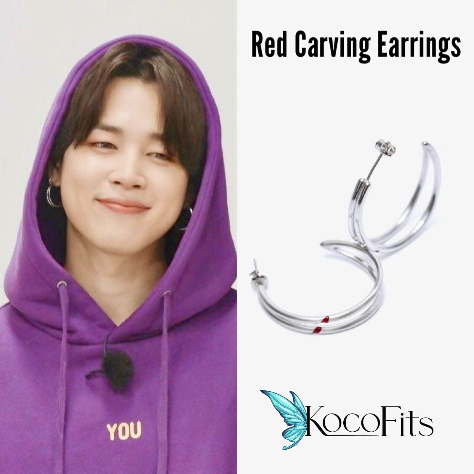 BTS JIMIN RED CARVING EARRING ジミン ピアス