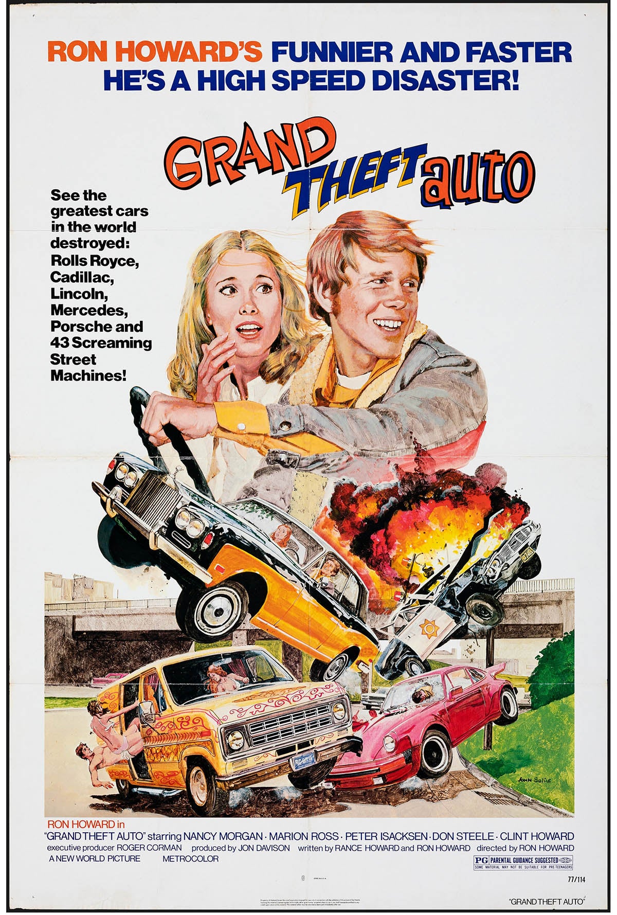 Grand Theft Auto by John Solie Folded Original Movie Poster 27" x 41" Ron Howard