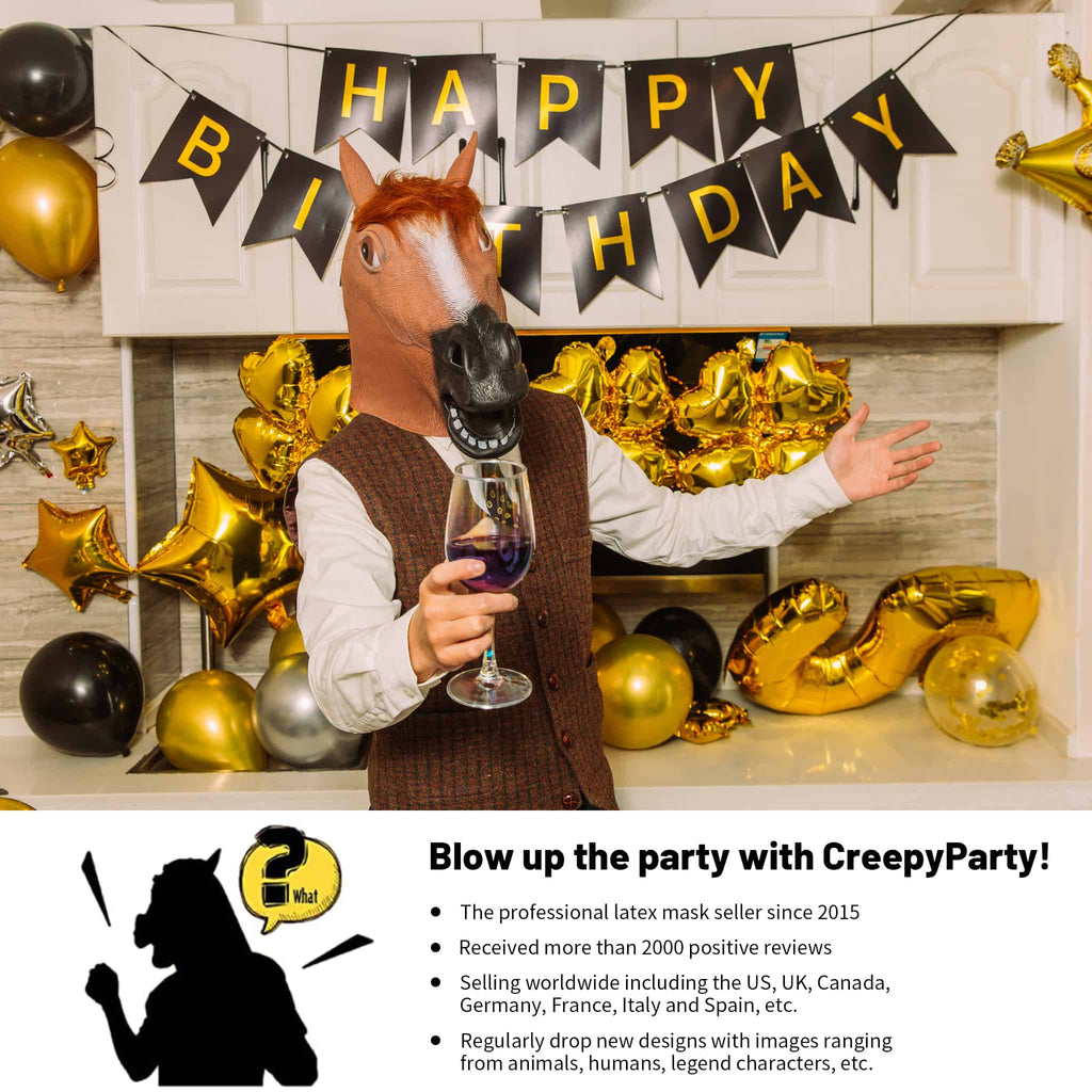 CreepyParty Brown Horse Masks for Masquerade