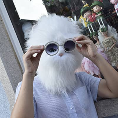 CreepyParty Halloween Masks White Poodle, Persian Cat