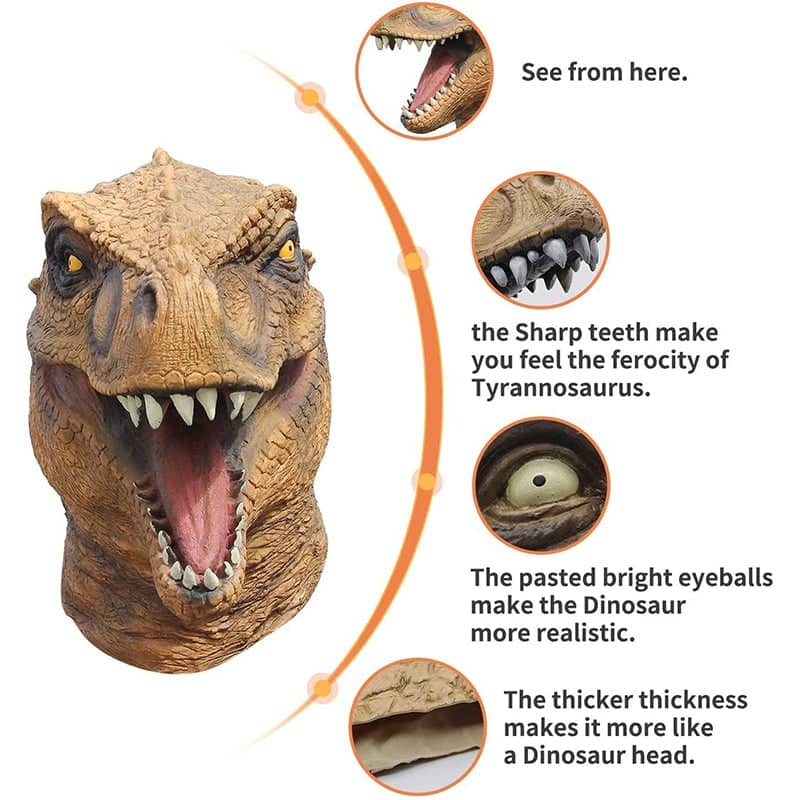 CreepyParty Halloween Costume Jurassic Dinosaur Mask