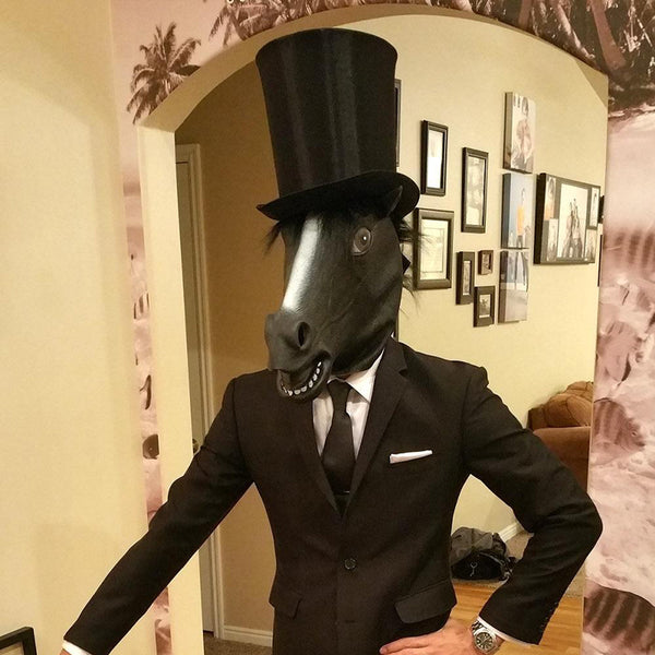 CreepyParty Black Horse Masks for Masquerade