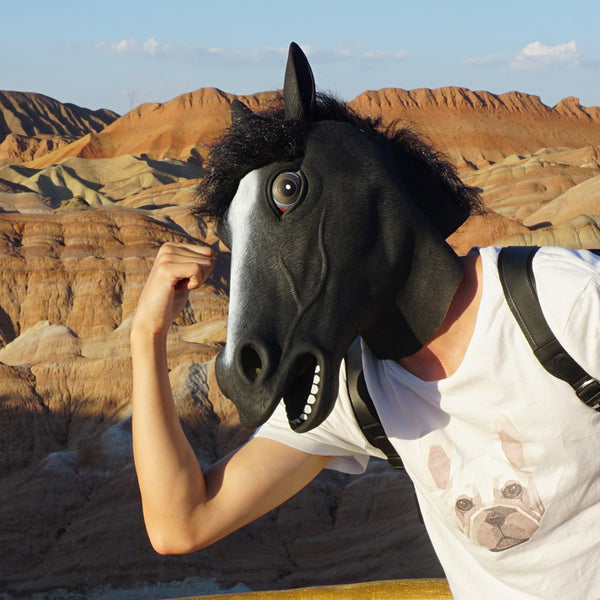 CreepyParty Black Horse Masks for Masquerade