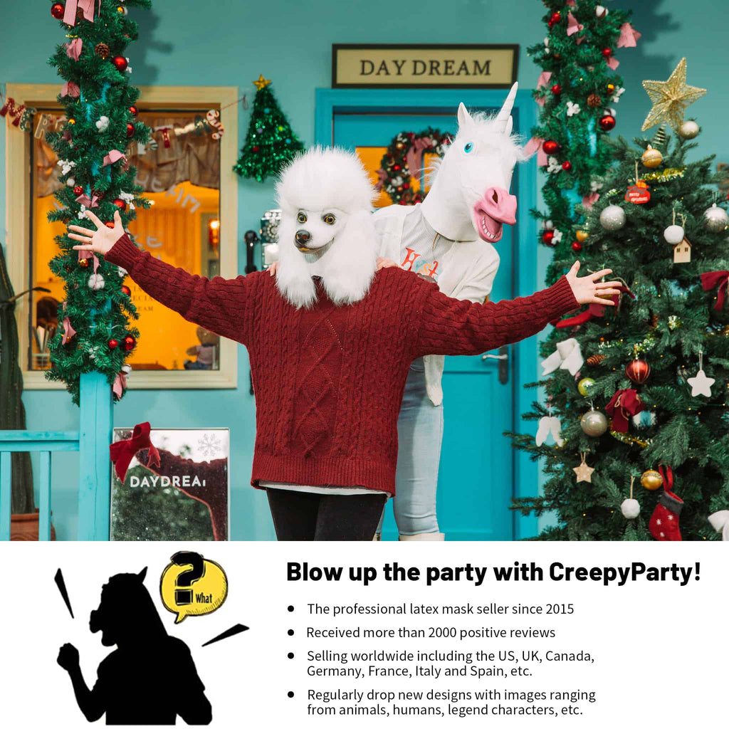 CreepyParty Halloween Costume White Poodle Masks