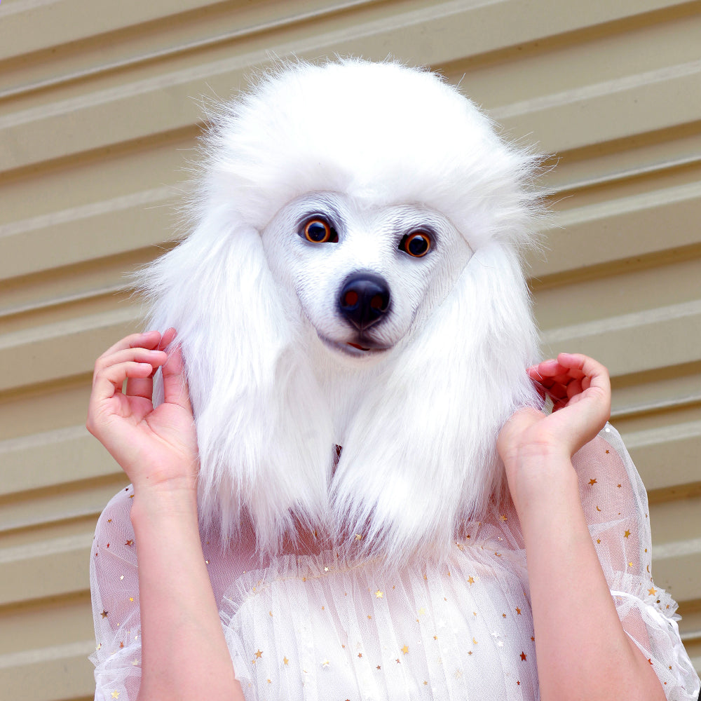 CreepyParty Halloween Costume White Poodle Masks