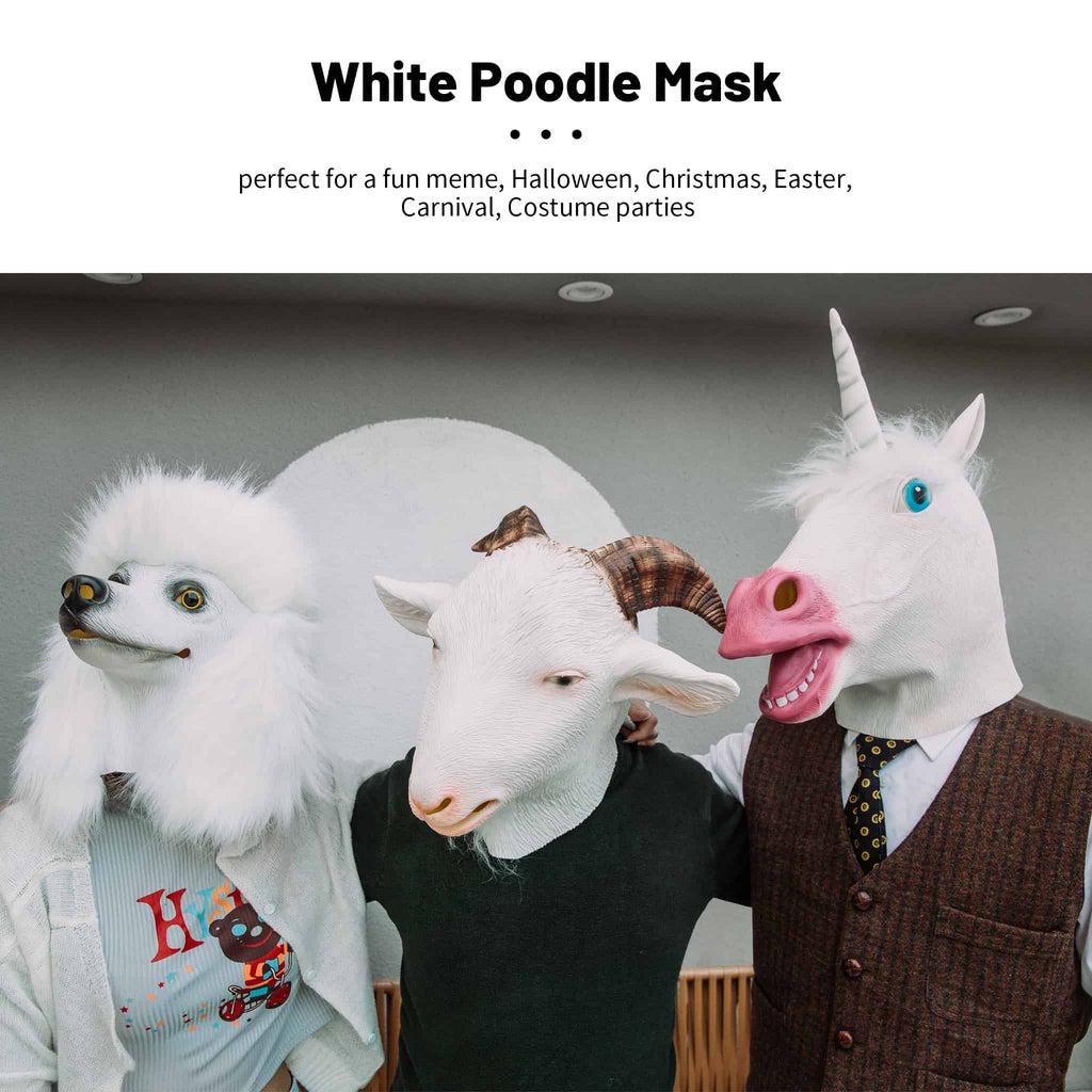 CreepyParty Halloween Costume White Poodle Masks