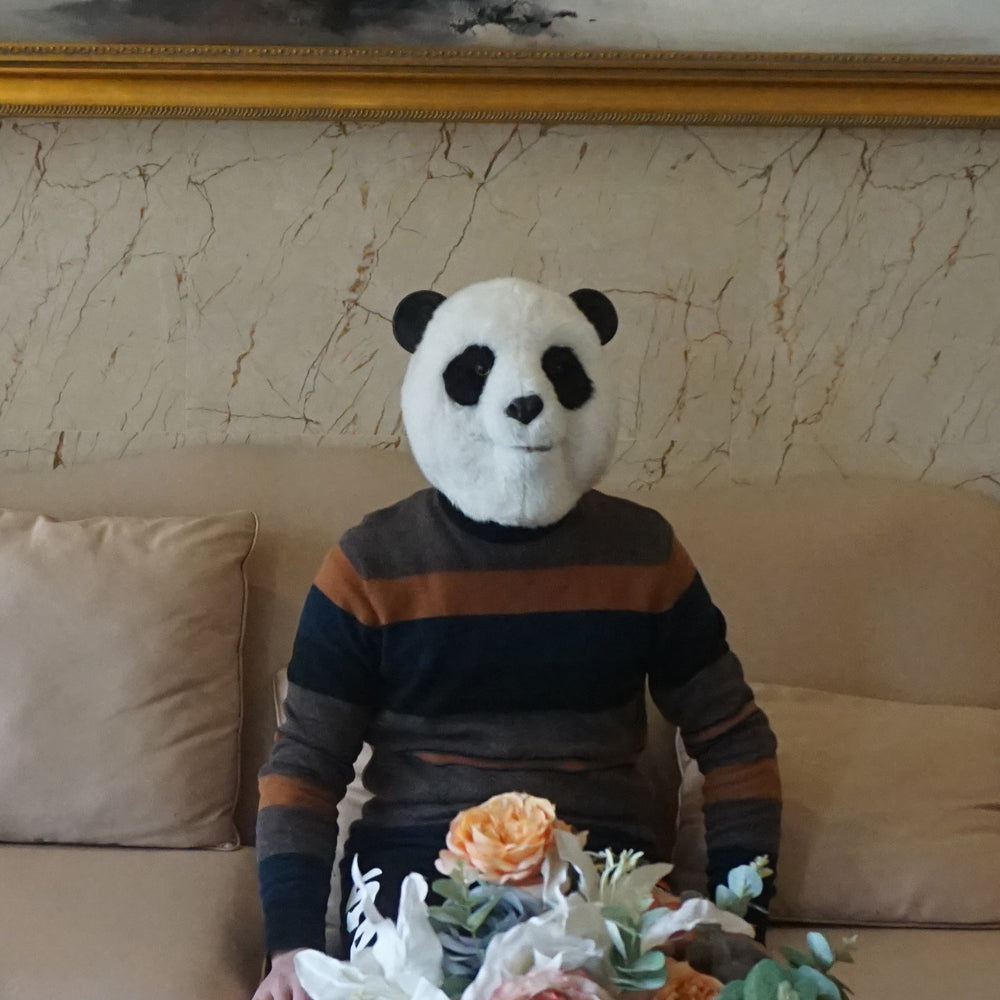 CreepyParty Plush Panda Mask for Christmas