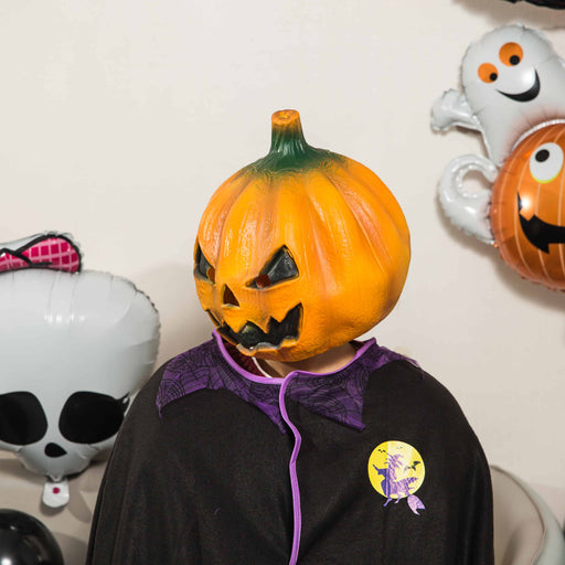 KJOCOS Creepy Pumpkin Mask, Scary Pumpkin Head Mask for Halloween Costume Party Props Adult Men Women