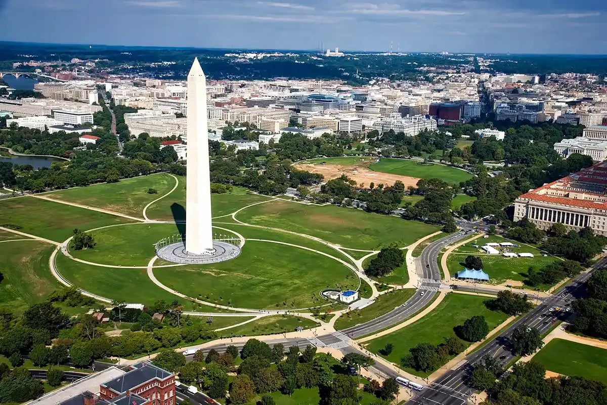 Birdseye view of Washington DC