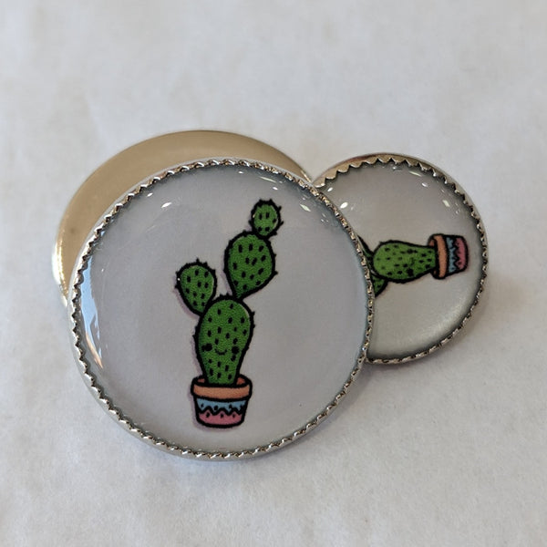 Cactus Green With White Background Acrylic Dome Buttonmania